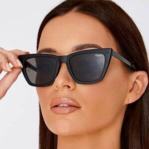 QUAY x Desi Perkins Ltd Ed “Don't @ Me” Cat-Eye Sunglasses (Black/Smoke) – NWOT